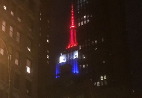 Empire State Building honors French terror attack victims - PHOTOS